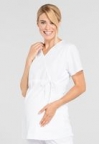 Maternity  White 2 Pocket V-neck Scrub Top including Embroidered CVTC School